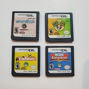 Nintendo DS Game Lot Wordfish Left Brain Right Brain 2 SimAnimals MySims Kingdom